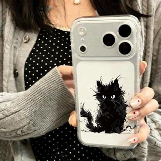 Lông xù mèo đen cho 16 trường hợp iPhone 17Air Space Case 14 13 11Pro