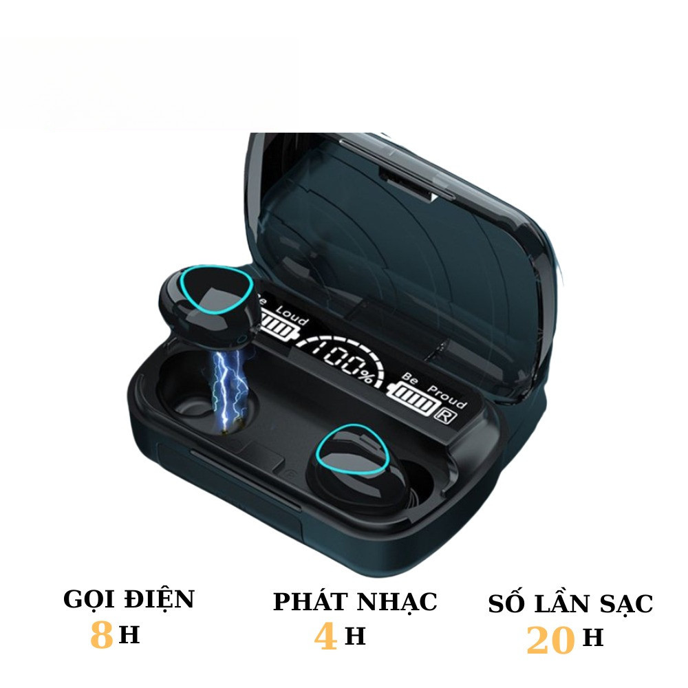 Tai nghe M10 Bluetooth không dây pin trâu 2500mAh LED đẹp hộp sạc màn hình dùng bền giá rẻ