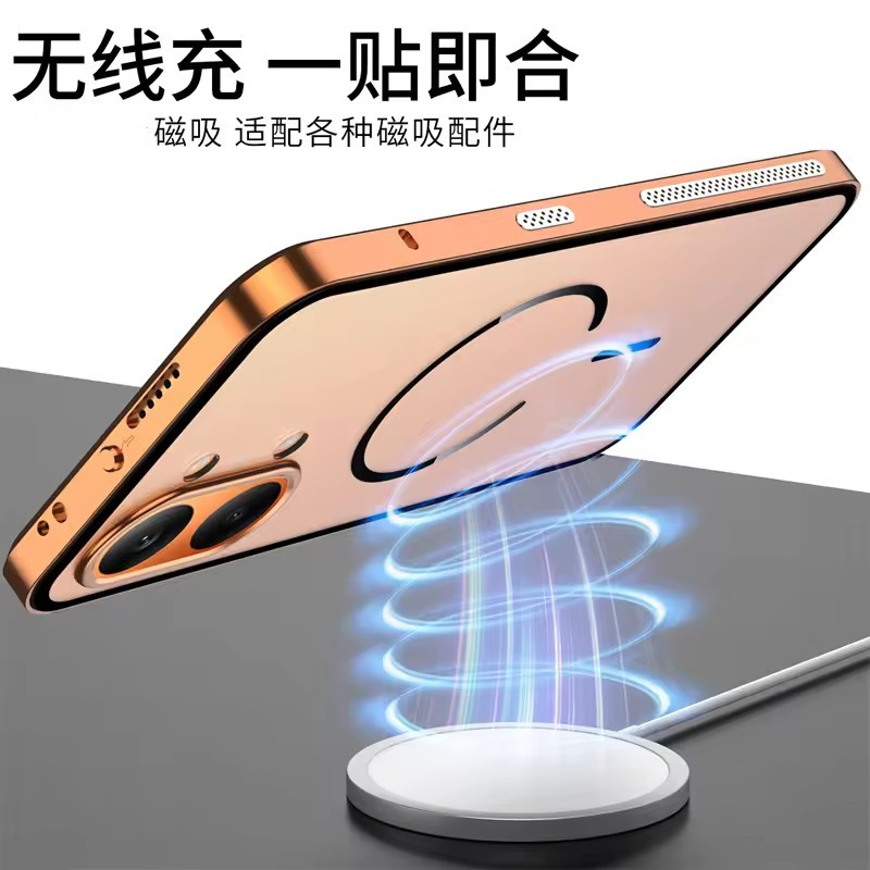 Ốp Nam Châm Cho Xiaomi POCO X8 Pro Max Redmi Turbo 5 5Max 5G Vỏ Cảm Giác Da Sạc Không Dây Hợp Kim Nhôm Khung Kim Loại Vỏ Matte Trong Suốt Acrylic