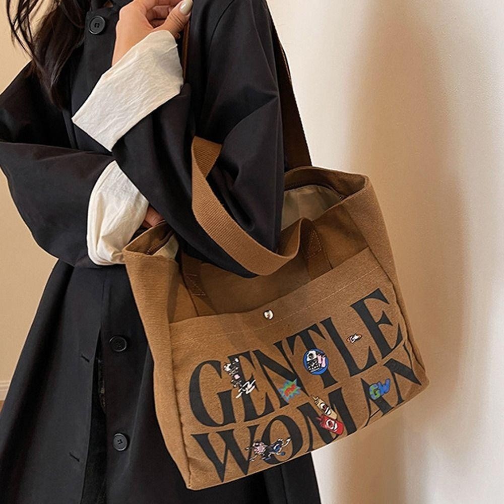 Túi Tote LEOTA Gentlewoman, Túi Đeo Vai Vải Thương Hiệu Thời Trang GM Thái Lan, In Hình Thường Dung Tích Lớn