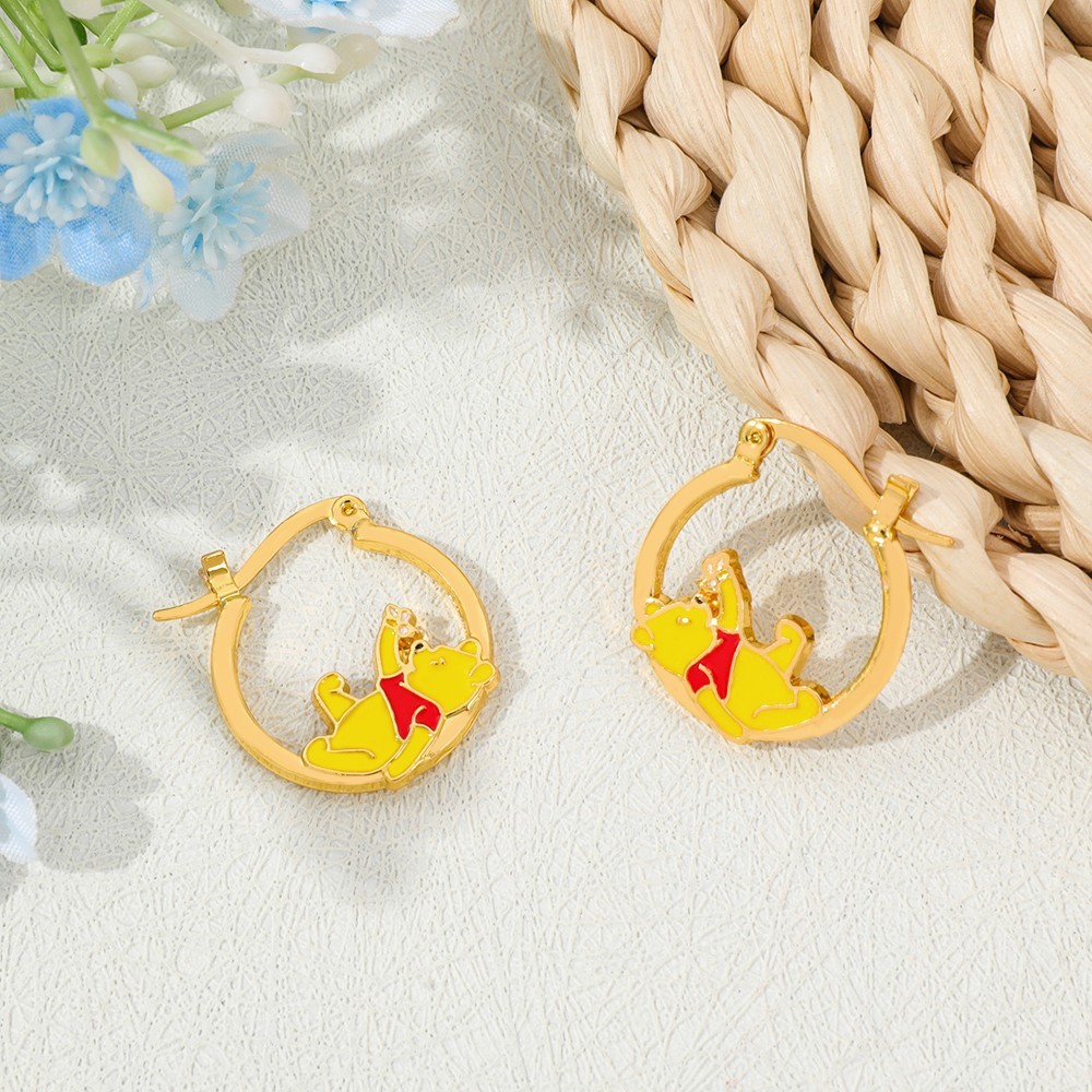 Hoạt Hình Winnie the Pooh Bông Tai Dễ Thương Niche Bông Tai cos Quần Áo Phụ Kiện Quà Tặng Bạn Gái