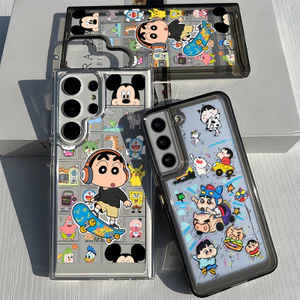 Ốp lưng trượt băng Crayon Shin-chan cứng trong suốt cho Samsung S26 S25 Ultra S24 Ultra S25FE A56 S24FE S23 Ultra S22 A17 A16 A15 A72 A53 A55 A26 / Vỏ Samsung chống sốc