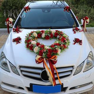 (TFT) Sáng Tạo Trang Trí Xe Cưới Tay Cầm Cửa Hoa Gương Chiếu Hậu Trang Trí Nhân Tạo Hoa Phụ Kiện Hôn Nhân Đạo Cụ Quà Tặng MỚI