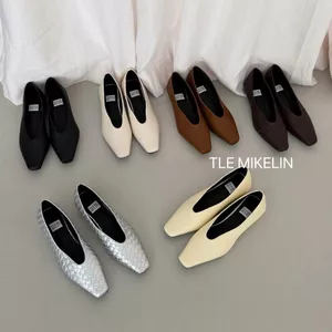 TT Dệt Mũi Vuông Giày Nữ Bên Trong Tăng Chiều Cao Đế Mềm Slip-On Dệt Giày Nữ