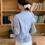 Áo sơ mi nữ cổ sen tay bồng rút eo cách điệu phối bèo chất liệu thô cotton XIMIMI SP443