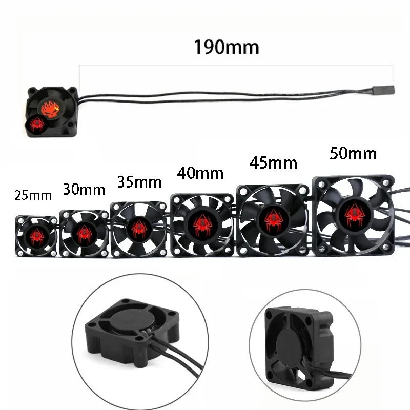 25mm 30mm 35mm 40mm 45mm 50mm Quạt làm mát tốc độ cao cho 1 / 10 RC Xe ESC Động cơ tản nhiệt Bộ phận đa năng