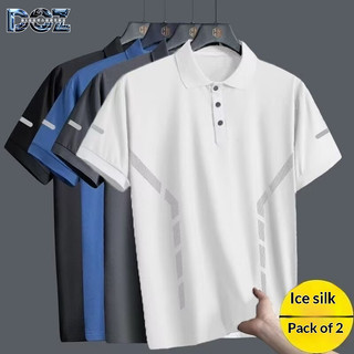 Dịch Chu ЖЕ Nam - Áo Polo Băng Lụa Short Cổ Điển Phong Cách Hàn Quốc