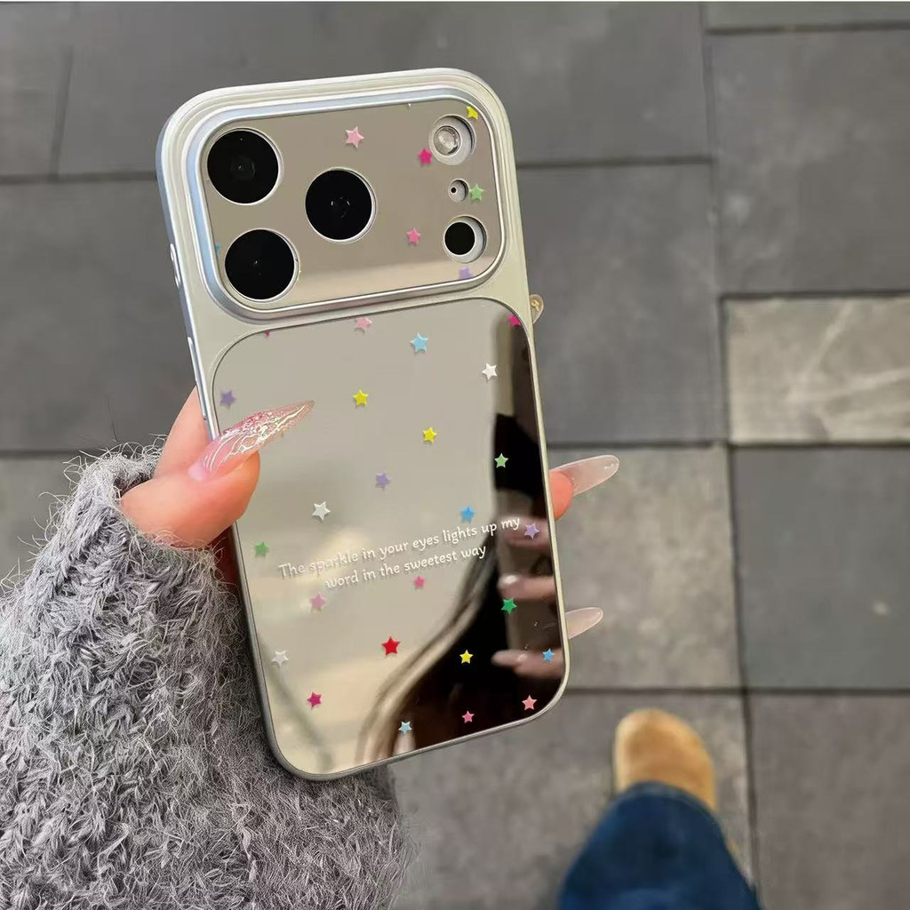 Ốp điện thoại Star Mirror đơn giản cho iPhone 17 Pro Max 17 16 15 14 13 Vỏ điện thoại chống rung