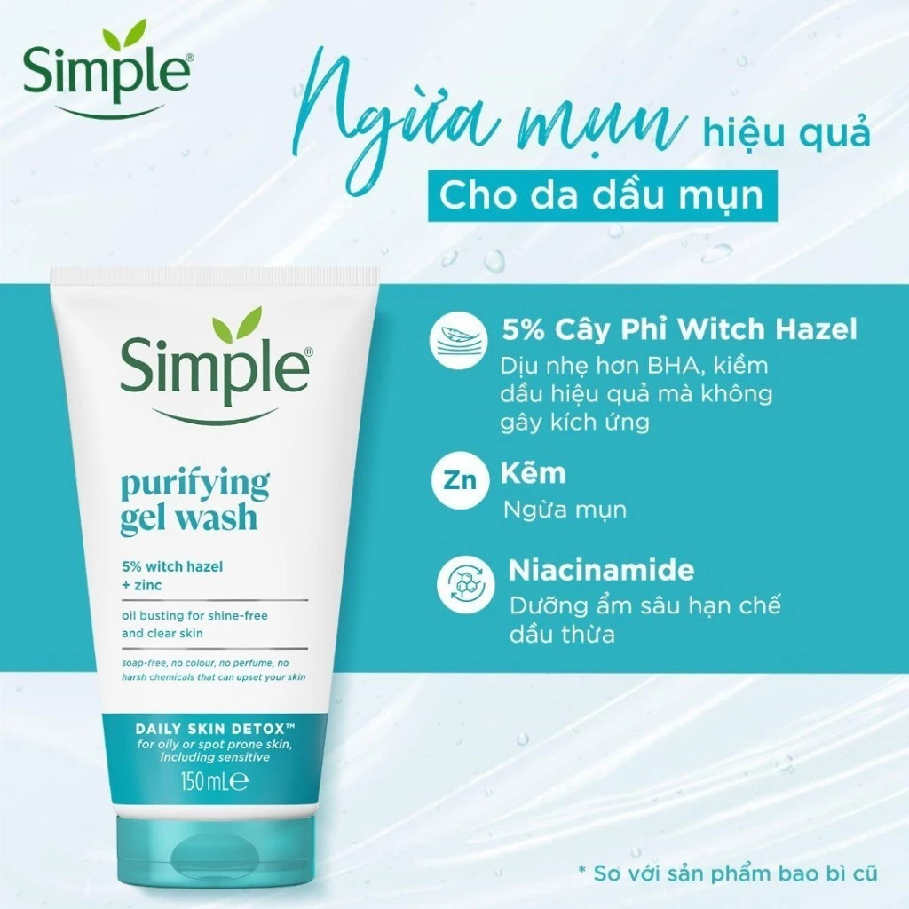 Sữa Rửa Mặt Simple Kind To Skin – Dịu Nhẹ, Không Cồn, Không Hương Liệu, Phù Hợp Da Nhạy Cảm