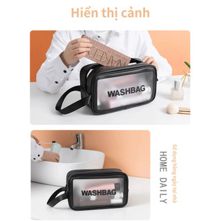 Phong Cách Hàn Quốc ins Phong Cách Dung Tích Lớn Di Động pu Mờ Trong Suốt Chống Thấm Nước Dày Rửa Bảo Quản Túi Đựng Mỹ Phẩm Chống Bụi