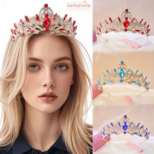 Vương miện công chúa nữ hoàng, tiara cô dâu với kim cương giả và hợp kim, style vintage baroque - phụ kiện tóc sang trọng, quà tặng sinh nhật