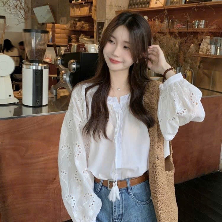 (HÀNG QCCC) Áo sơ mi trắng dáng rộng pha ren sang trọng mix tay phồng vintage MT33 SP446