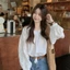 Áo sơ mi trắng dáng rộng pha ren sang trọng mix tay phồng vintage MT33 SP446