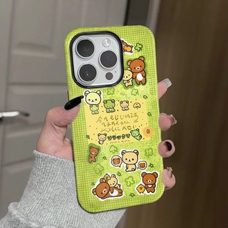 Ốp điện thoại 2 trong 1 Clover Easy Bear Apple 17 / 16 iPhone 15 Pro Max Phim mới 14 / 13 Sáng tạo 12 / 11 Pro Max 7 / 8 Plus Vỏ điện thoại bóng hai lớp