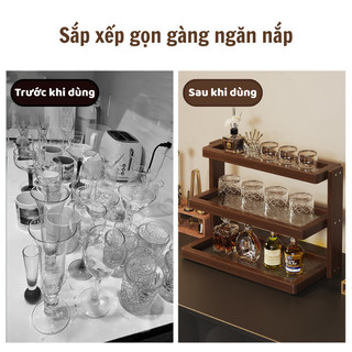 Kệ Để Ly Cốc Để Bàn Chất Liệu Gỗ Cao Cấp MAISON Kệ Để Đồ, Trưng Bày Đa Năng Nhiều Tầng Phong Cách Cổ Điển