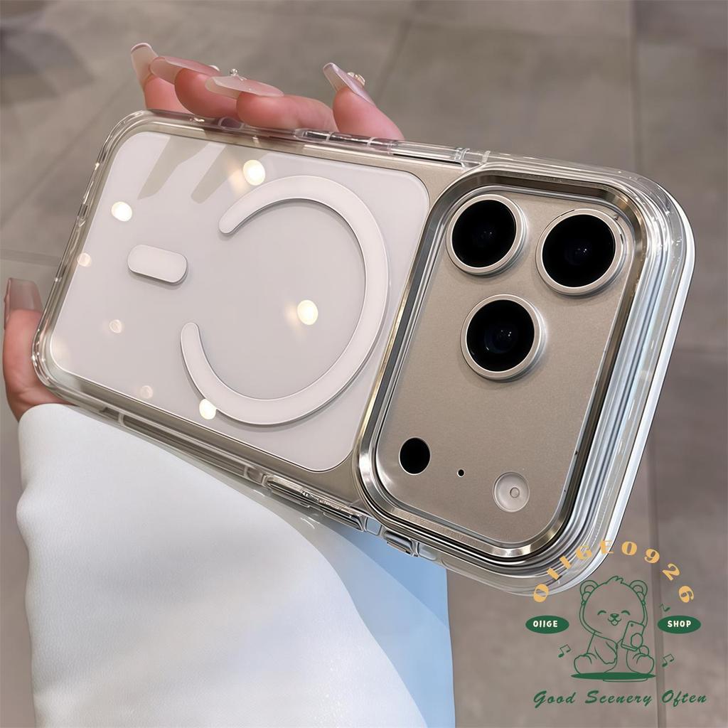 【 Ốp lưng iPhone17 】 Vỏ điện thoại từ tính acrylic pha lê màu iphone17 Pro Max 16 15 14 13 12 cho vỏ iPhone Vỏ mềm silicon TPU chống sốc