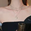 Vòng cổ 3 lớp hình trái tim với dây ngọc trai, phù hợp hẹn hò và dự tiệc