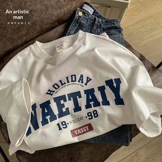 Áo thun cotton pha trộn, cổ tròn thoải mái, phù hợp cho mùa hè