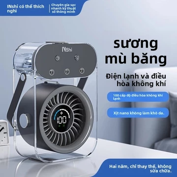 Quạt làm mát phun sương mẫu mới 2026, quạt phun sương lạnh im lặng, quạt làm mát bằng đá, quạt nhỏ gọn, quạt điều hòa kh
