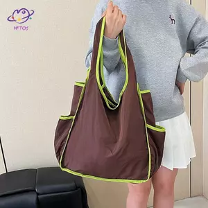 Túi mua sắm lớn có thể gập lại HFTOY Túi tạp hóa di động thân thiện với môi trường cho siêu thị ~