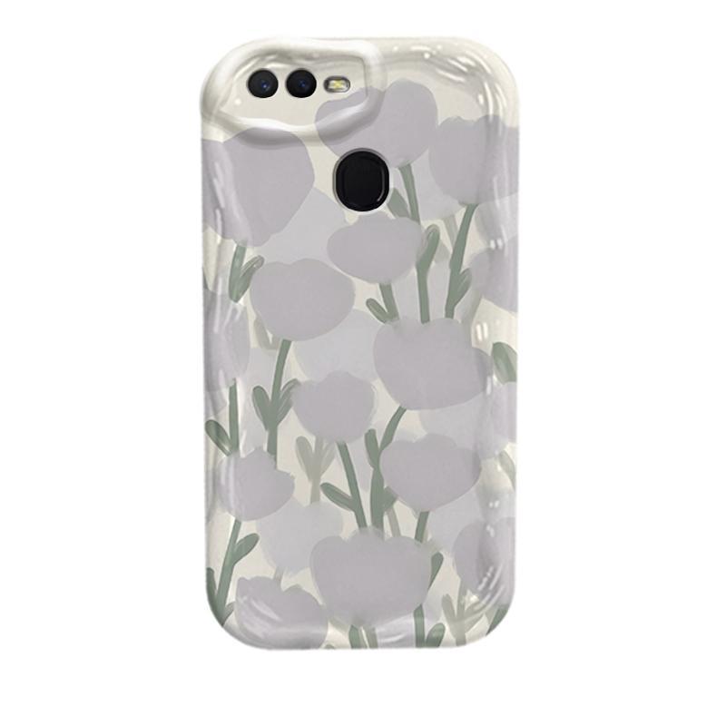 Ốp Silicon Hoạt Hình Cho OPPO A5S A7 A12 F9 F9 Pro 3D Phụ Kiện Mềm Ốp lưng Hoa Bướm Tulip Ốp Lưng Chống Sốc