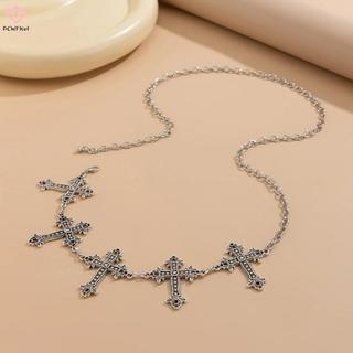 [PCW-T] Gothic Cross Có Thể Điều Chỉnh Y2K Thắt Lưng Kim Loại Màu Bạc Dây Thắt Lưng Dành Cho Nữ Váy Vintage Thắt Lưng Thời Trang Cơ Thể Trang Sức Quà Tặng