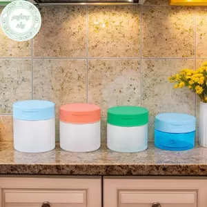 PUSKY Bình Bảo Quản Có Kẹp Trang Điểm Tròn Cotton Bảo Quản Chai Làm Sạch Bông Miếng Dán Sắp Xếp Phòng Tắm Nhựa Trong Suốt Máy Đựng VN