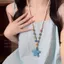 Vòng cổ đá núi lửa trái tim đầy màu sắc