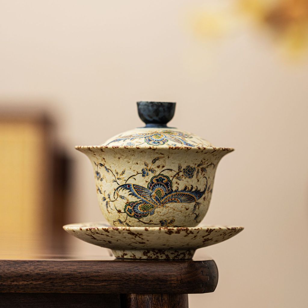 Bộ trà cao cấp cổ điển Trung Quốc Flint Red Sancai Tea Bowl Kung Fu Tea Set