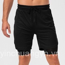Quần short thể thao nam 2 trong 1, khô nhanh, thoáng khí cho chạy bộ và gym
