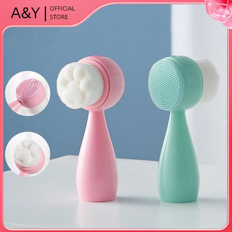 A & Y Silica Gel Facial Brush Hai Mặt Sữa Rửa Mặt Đầu Loại Bỏ Sản Phẩm Làm Sạch Lỗ Chân Lông Tẩy Tế Bào Chết Bàn Chải Mặt.