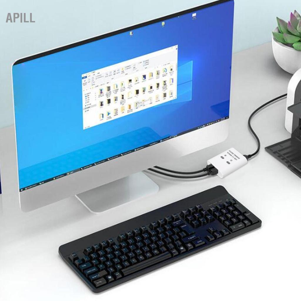 apill Naroote Bộ chọn chuyển đổi USB 2.0 2 máy tính chia sẻ 1 thiết bị máy in Truyền tốc độ cao Tiết kiệm thời gian Hub dễ dàng cho máy quét bàn phím chuột PC