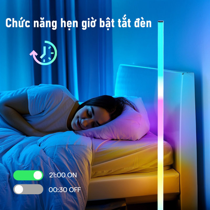 Đèn sàn góc tường tối giản, decor phòng ngủ sang trọng, cắm USB tiện lợi, đèn LED hiện đại