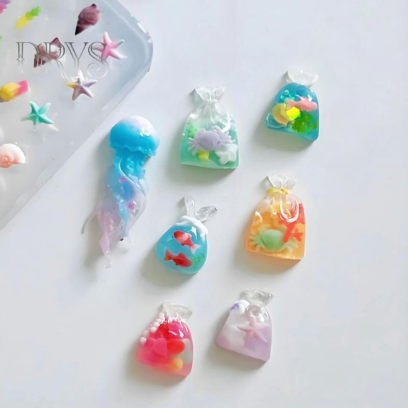 (TFT) 3D Ocean Series Khuôn Làm Móng Tay Silicon DIY Nail Art Trang Trí Sứa Sao Biển Vỏ Trong Suốt Làm Móng Tay Cho Móng Tay Thủ Công MỚI