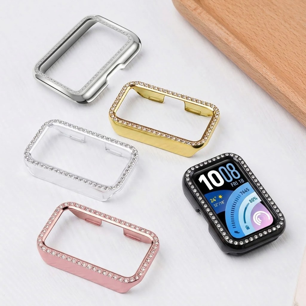 Vỏ kim cương Bling cho Huawei Band 11 10 9 8 Vỏ bảo vệ PC cứng Ốp lưng cho Huawei Band 11Pro Bảo vệ