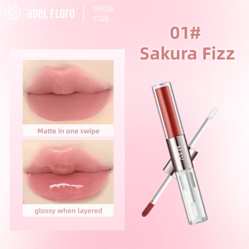 【Adel Floro &Co】2in1 Lì Mượt Và Bóng Mọng| Một đầu lì, một đầu bóng,Không trôi,Dưỡng môi từ thực vật