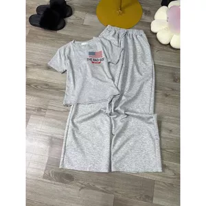 sét bộ đồ nữ da cá dáng dài + phối áo croptop tăm lạnh chữ -the bad god in ng ự c -cgang