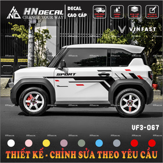 Tem dán xe VF3 - Decal dán xe VF3 MẪU TEM THỂ THAO CÁ TÍNH . 1 bộ dán 2 bên ( mẫu VF3 - 67 )