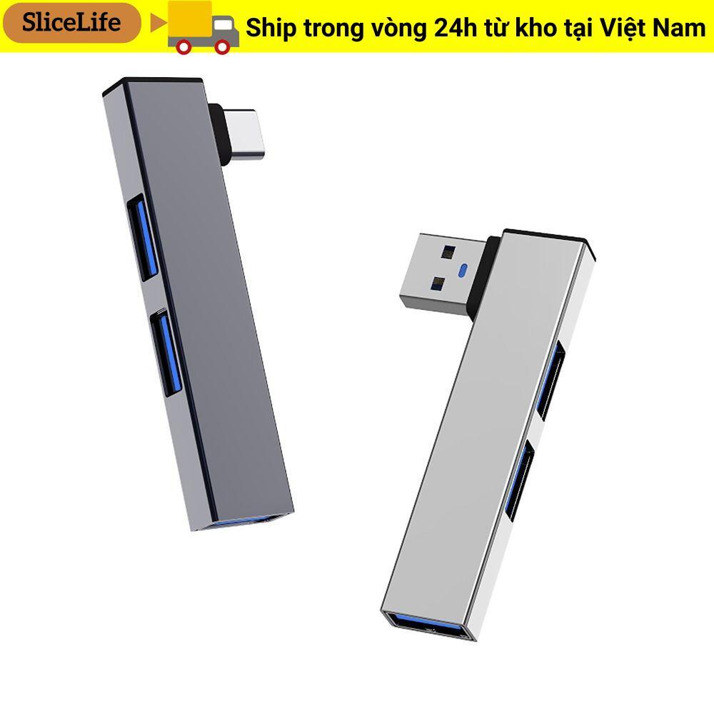 Bộ chia SLICELLIFE Type-C, HUB USB-C Khuỷu tay tốc độ cao, Máy tính xách tay đa năng 3 TRONG 1 Hợp kim nhôm Bộ chuyển đổi OTG Phụ kiện máy tính