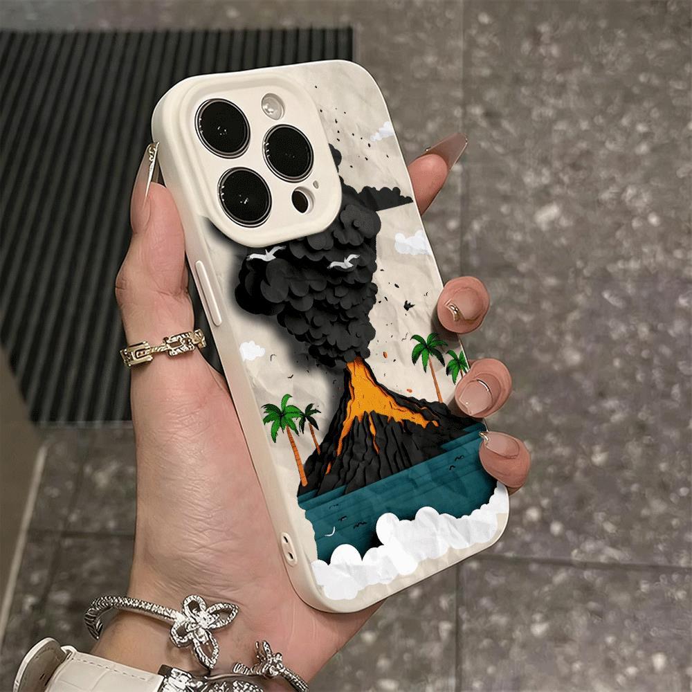 Núi lửa phù hợp với iphone 17/16/12/13 nếp gấp 3 chiều 11/15promax vỏ điện thoại