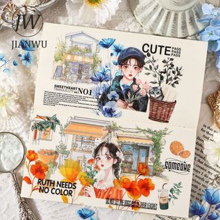 JIANWU Flower Bloom Unfuring Series Vintage Plant Hoa Phong Cảnh Chất Liệu Cắt Dán PET Nhãn Dán Sáng Tạo DIY Tạp Chí Văn Phòng Phẩm