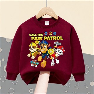 Áo nỉ dài tay cổ tròn thoải mái, in hình máy xúc cho bé trai, chủ đề Paw Patrol một mặt.
