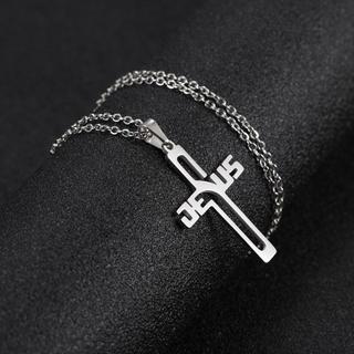 Bùa hộ mệnh mặt dây chuyền Cơ đốc giáo hình thánh giá và trái tim, làm từ thép không gỉ cho nữ