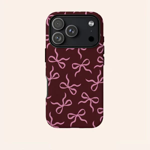 Họa tiết nơ màu đỏ rượu vang Thích hợp cho iPhone 17Promax 16Pro 15 11 12 13 14 xs XR 17Air Vỏ cứng hai lớp chống sốc NCNJ