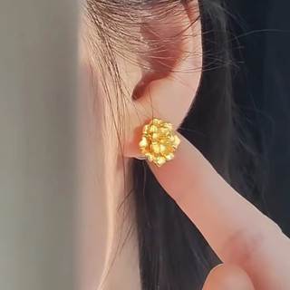 Mới Bông Tai Mẫu Đơn Vàng Retro, Ánh Sáng Cao Cấp, Phụ Kiện Thời Trang