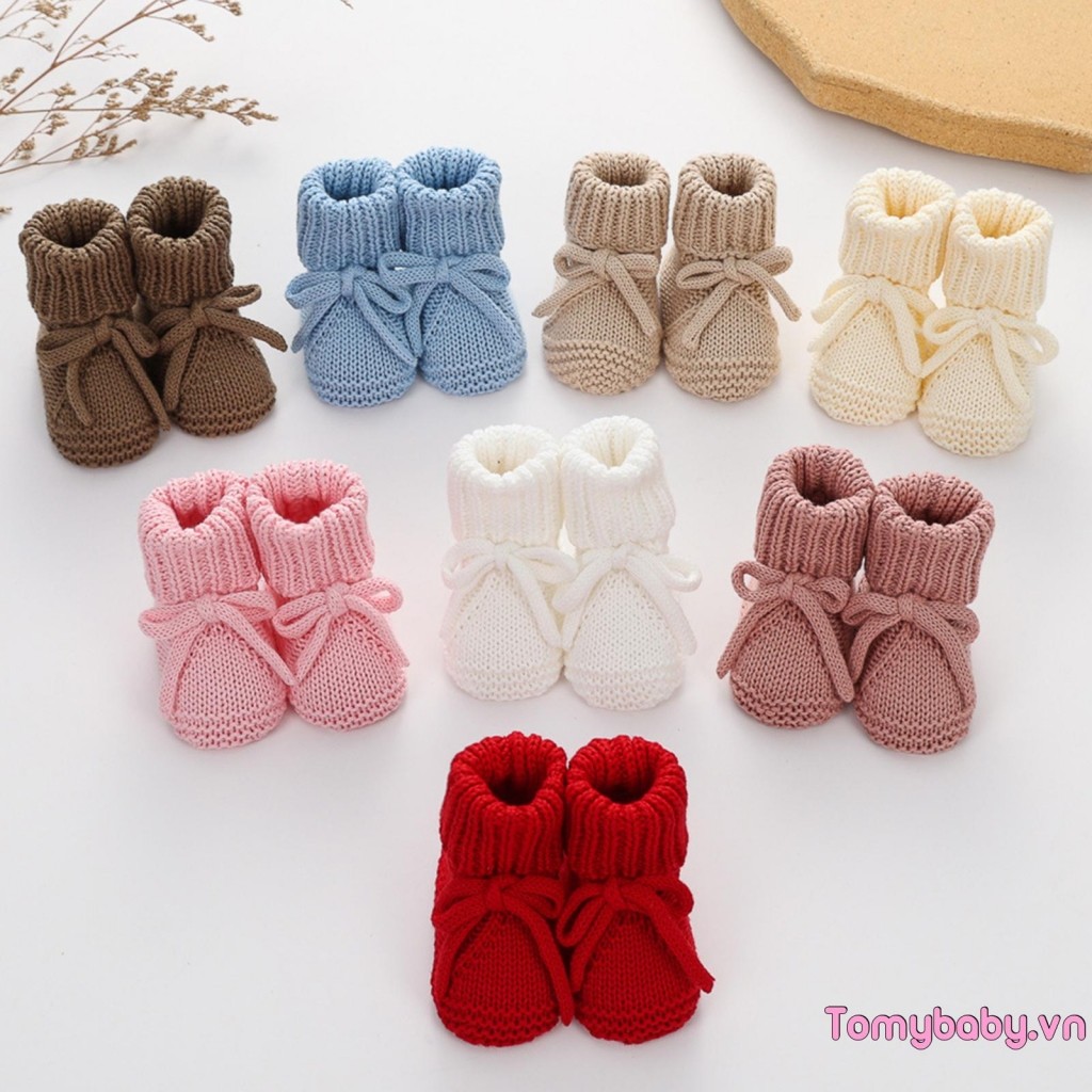 Bé Trai Bé Gái Giày Dệt Kim Đế Mềm Đầu Tiên Đi Bộ Thoải Mái Trong Nhà Booties