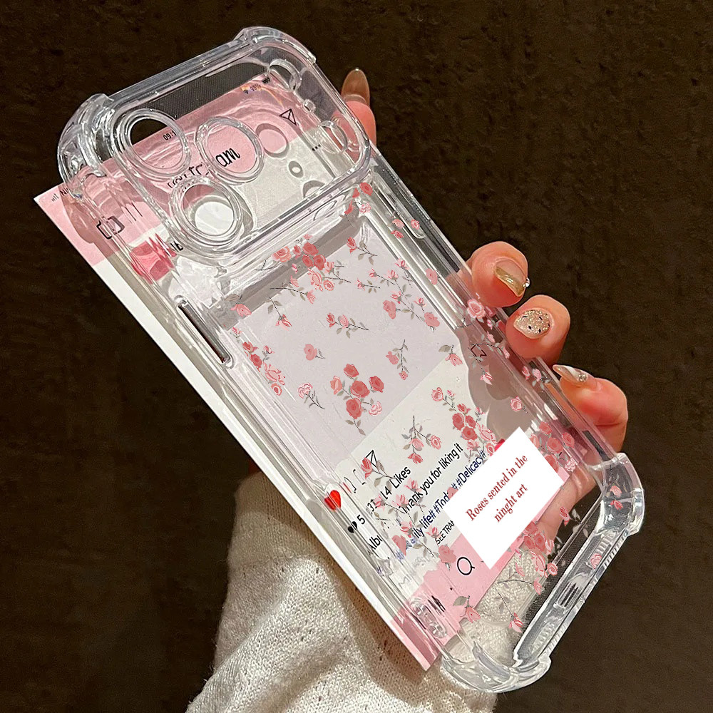Vỏ hoa Tulip hồng toàn màn hình cho Huawei Honor 400 Pro Lite X6C X7D X9D X9B Nova 7 SE Vỏ bảo vệ không khí trong suốt chống sốc Góc bảo vệ Camera silicon mềm