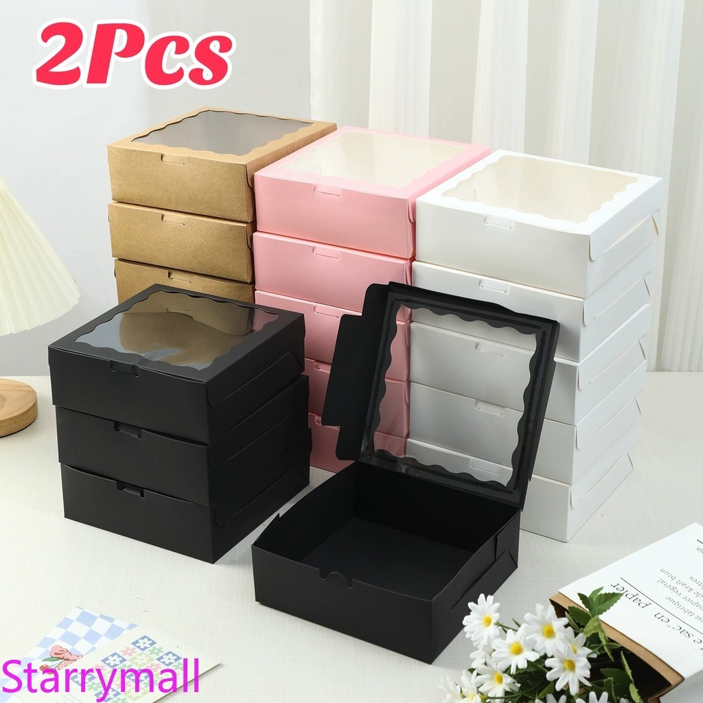 Mới 2 Chiếc Sinh Nhật Đám Cưới Tiệc Valentine Hộp Cửa Sổ Bánh Ngọt Quà Tặng Bao Bì Hộp Đựng