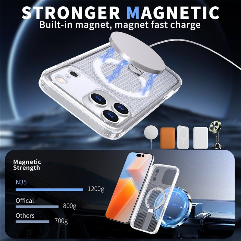 Ốp điện thoại lưới rỗng cho IPhone 17 16 15 14 Pro max / Plus 17Air 16e Vỏ bảo vệ từ tính tản nhiệt Giá đỡ kim loại vỏ chống rơi