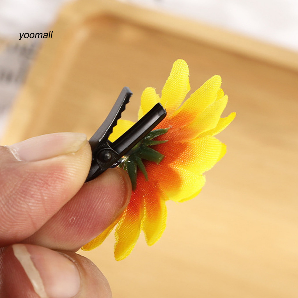 Kẹp Tóc Mini Hoa Hướng Dương - Bộ 10 Chiếc, Phụ Kiện Tóc Dễ Thương Cho Bé Gái Đi Biển và Cưới Phù Dâu